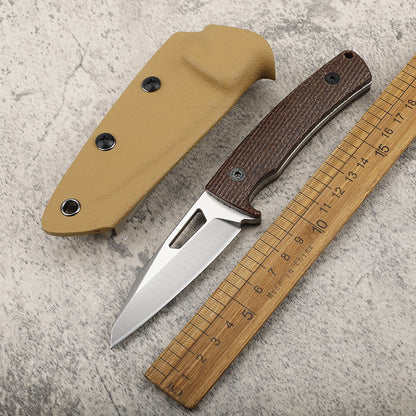 MASALONG DC53 Fixed Blade Outdoor Survival Knife - Linen Handle EDC Tool KNI-FD-042