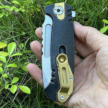 MASALONG Titanium 10Cr15CoMoV Folding Knife - EDC Camping Utility KNI-FD-001