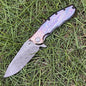MASALONG Damascus Steel EDC Folding Knife - Titanium Handle KNI-FD-007