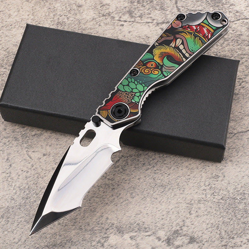 MASALONG D2 Steel Folding EDC Utility Knife - Titanium Handle Outdoor Tool Kni-fd-019