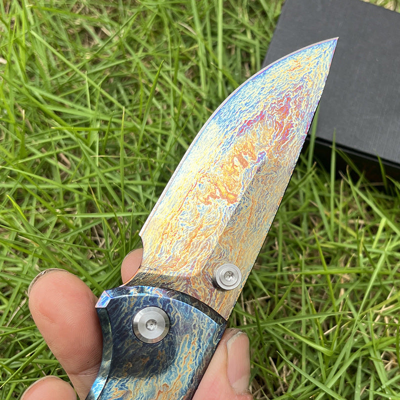 MASALONG D2 Steel EDC Folding Knife - Anodized Titanium Handle KNI-FD-006