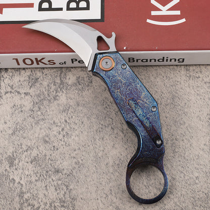 MASALONG 14C28N Steel Folding Karambit EDC Utility Knife -TC4 Titanium Handle KNI-FD-022
