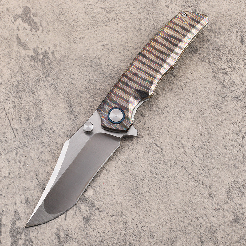 MASALONG VG10 Steel EDC Folding Knife - Fire Pattern TC4 Titanium Handle KNI-FD-025