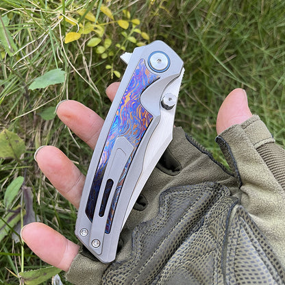 MASALONG VG10 Steel Folding Knife - TC4 Titanium Timascus/Zirconium EDC