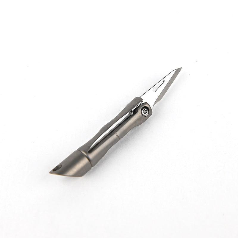 MASALONG MA-TY-060 Cuchillo de unión de bambú de aleación de titanio mini cuchillo plegable EDC portátil llavero colgante desmontaje caja exprés apertura cuchillo afilado