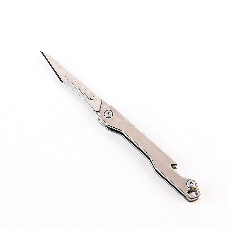 MASALONG MA-TY-006 Mini faca dobrável de aço inoxidável, faca afiada para cortar papel de arte, lâmina substituível, desembalagem portátil, desembalagem, chaveiro de entrega expressa, faca pequena