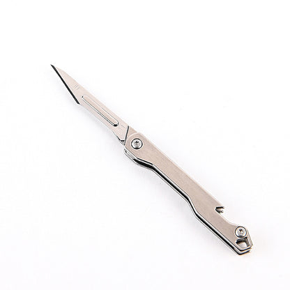 MASALONG MA-TY-006 Mini faca dobrável de aço inoxidável, faca afiada para cortar papel de arte, lâmina substituível, desembalagem portátil, desembalagem, chaveiro de entrega expressa, faca pequena