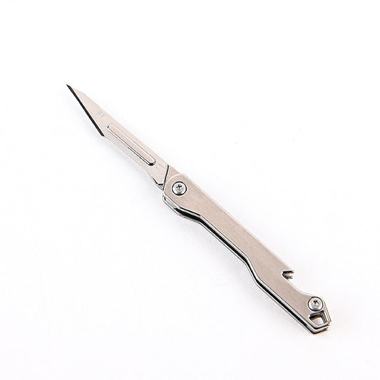 MASALONG MA-TY-006 Mini faca dobrável de aço inoxidável, faca afiada para cortar papel de arte, lâmina substituível, desembalagem portátil, desembalagem, chaveiro de entrega expressa, faca pequena