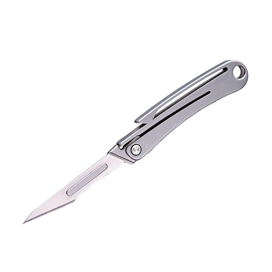MASALONG MA-TY-012 Mini cuchillo plegable de aleación de titanio, cuchillo afilado para cortar papel artístico, hoja reemplazable, desempaquetado y desempaquetado portátil, cuchillo llavero de entrega exprés
