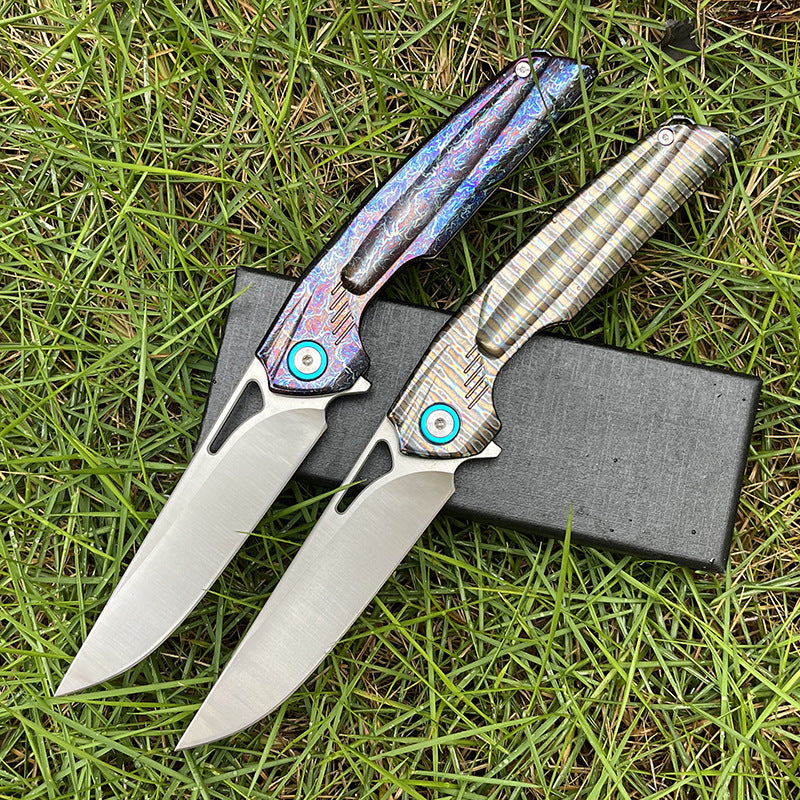 MASALONG D2 Steel Folding Utility Knife - Titanium Handle EDC Blade KNI-FD-009