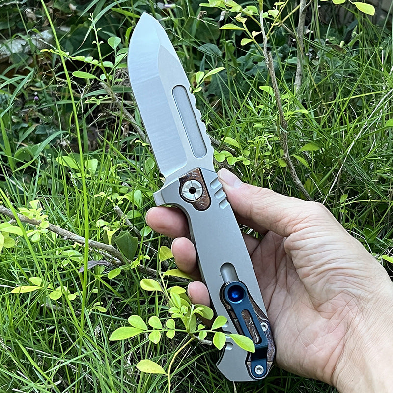 MASALONG Titanium 10Cr15CoMoV Folding Knife - EDC Camping Utility KNI-FD-001
