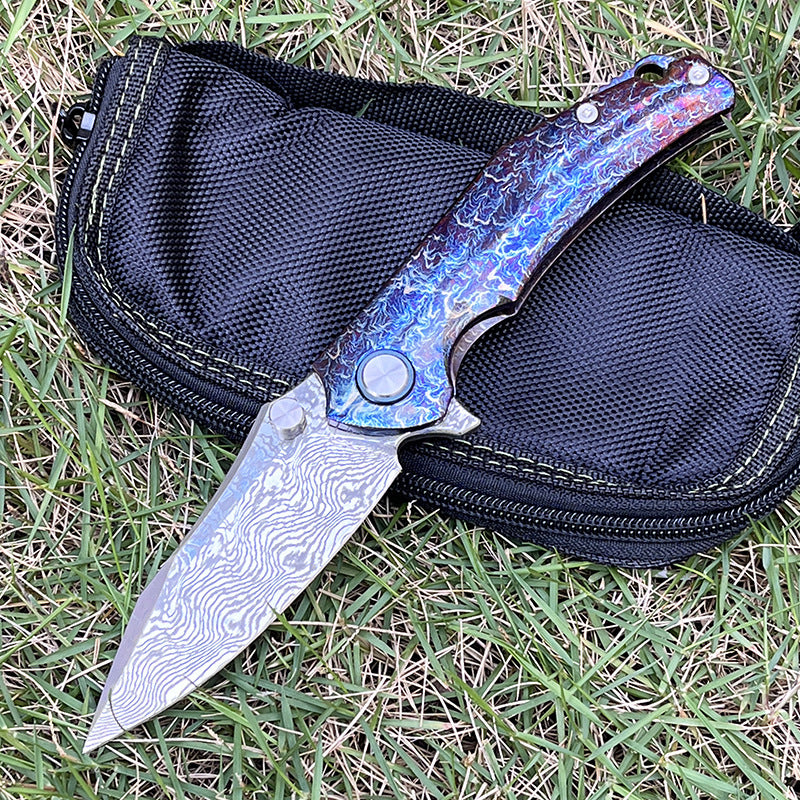 MASALONG RWL34 Damascus Folding Knife | Premium EDC Tool
