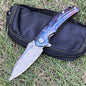 MASALONG RWL34 Damascus Folding Knife - Titanium Handle EDC Utility KNI-FD-029