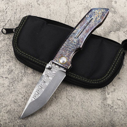 MASALONG VG10 Damascus Steel Blade Titanium Tc4 handle EDC Folding Knife - Outdoor Utility KNI-FD-033