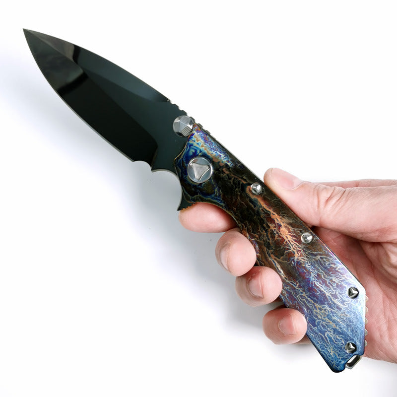 Masalong MH250 High hardness M390 outdoor folding knife, portable camping knife, DLC titanium burning process