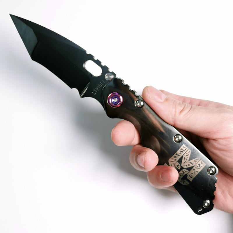 Masalong MH382-DLC Tank Titanium Alloy Folding Knife High Hardness Camping Survival Portable Multi purpose Full Mirror