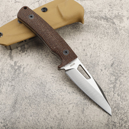 MASALONG DC53 Fixed Blade Outdoor Survival Knife - Linen Handle EDC Tool KNI-FD-042