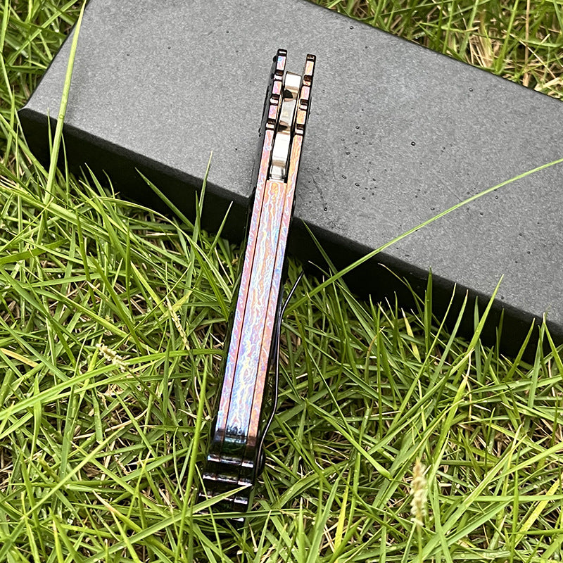 MASALONG D2 Steel Folding Knife - Anodized Titanium Handle EDC Tool KNI-FD-004