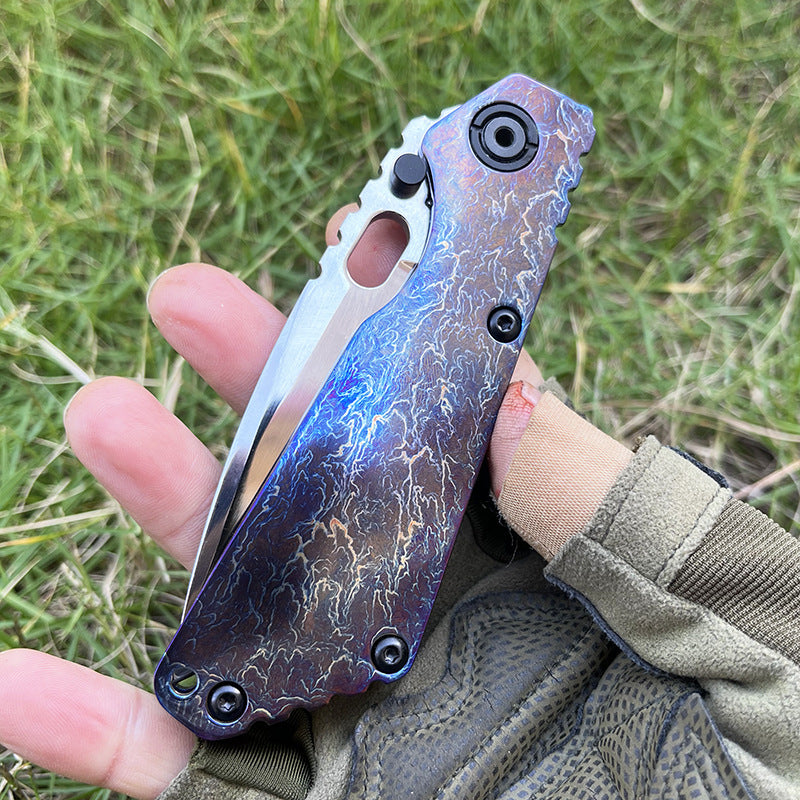 MASALONG 210mm Folding Pocket Knife - Outdoor Camping EDC Utility Tool TC4 Titanium Alloy Handle