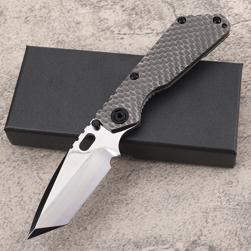 MASALONG D2 Steel Folding EDC Utility Knife - Titanium Handle Outdoor Tool Kni-fd-019