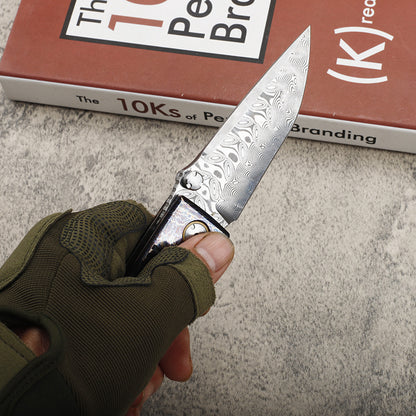 MASALONG VG10 Damascus Steel Blade Titanium Tc4 handle EDC Folding Knife - Outdoor Utility KNI-FD-033