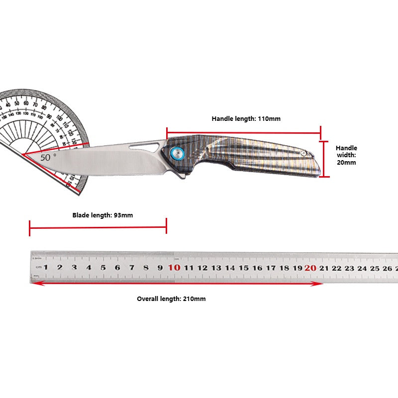 MASALONG D2 Steel Folding Utility Knife - Titanium Handle EDC Blade KNI-FD-009