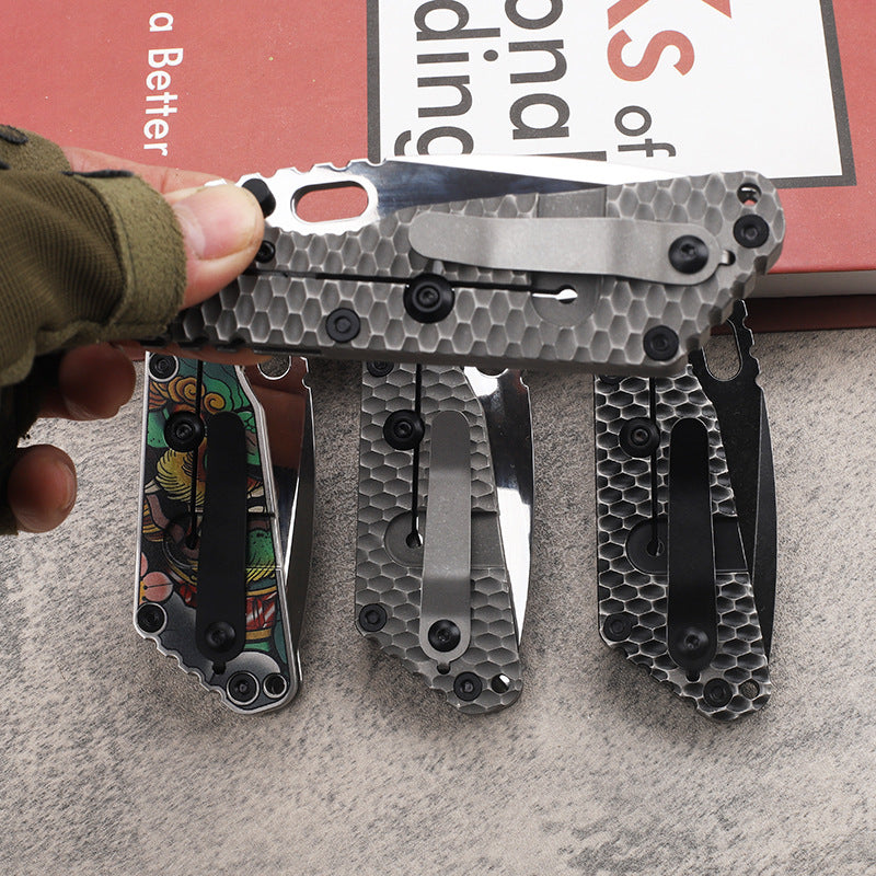 MASALONG D2 Steel Folding EDC Utility Knife - Titanium Handle Outdoor Tool Kni-fd-019