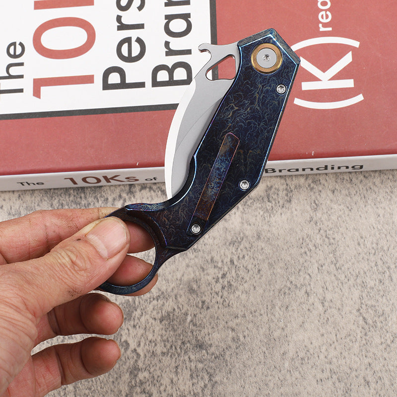 MASALONG 14C28N Steel Folding Karambit EDC Utility Knife -TC4 Titanium Handle KNI-FD-022
