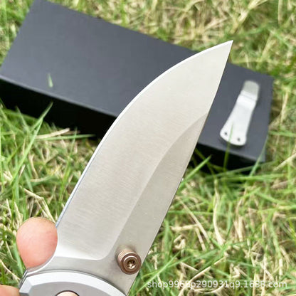 MASALONG 2026 D2 Steel Titanium Handle EDC Folding Utility Tool - Sandblasted KNI-FD-011
