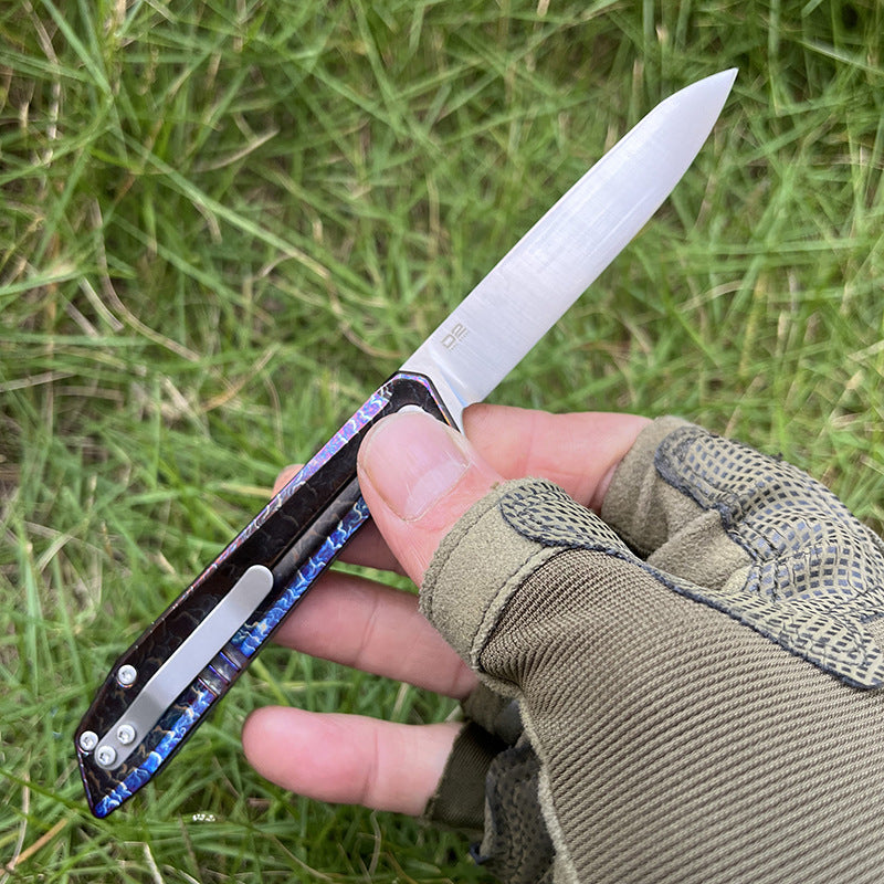 MASALONG D2 Blade Titanium Handle Mini Folding Knife - EDC Utility Tool