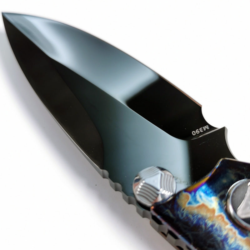 Masalong MH250 High hardness M390 outdoor folding knife, portable camping knife, DLC titanium burning process