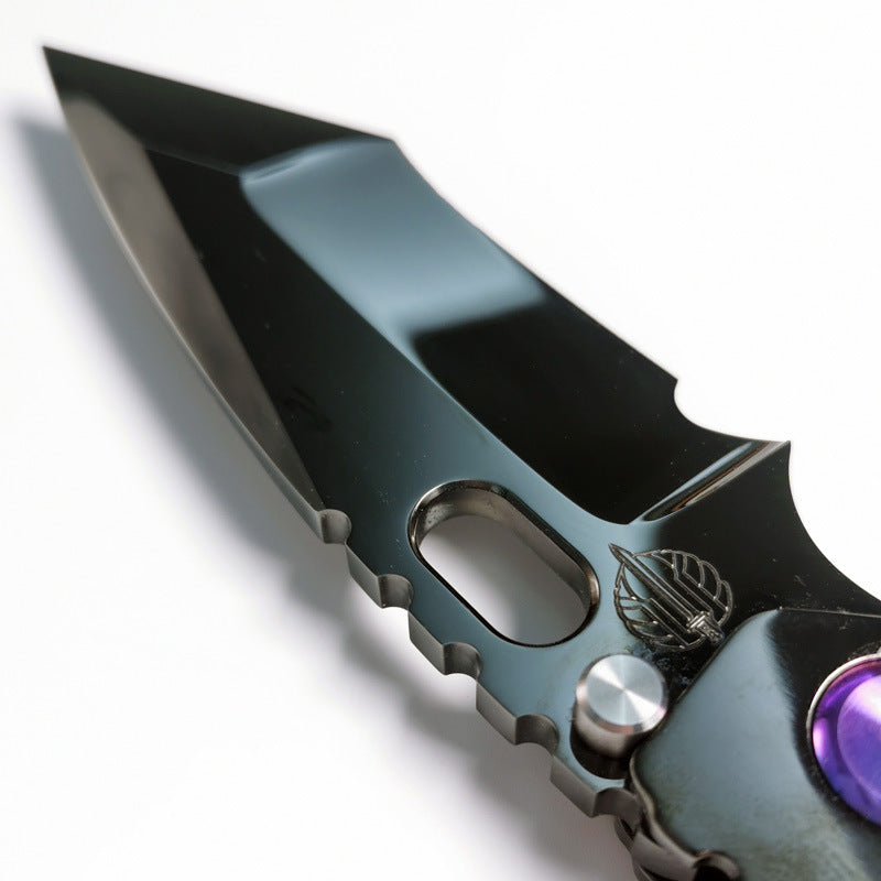 Masalong MH382-DLC Tank Titanium Alloy Folding Knife High Hardness Camping Survival Portable Multi purpose Full Mirror