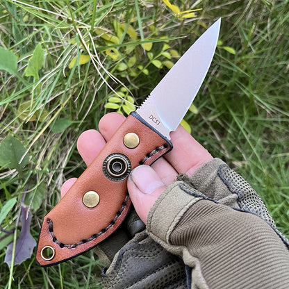 MASALONG DC53 Steel Full Tang Outdoor Utility Knife - Leather Handle EDC KNI-FD-037