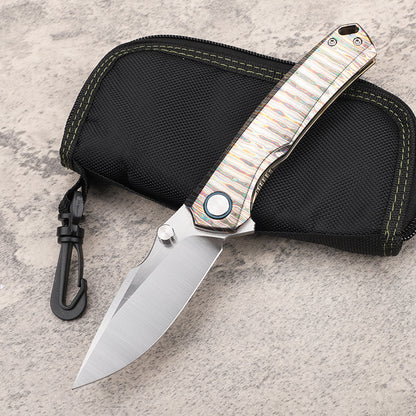 MASALONG VG10 Folding Pocket Knife - Titanium & Ironwood EDC Utility KNI-FD-018