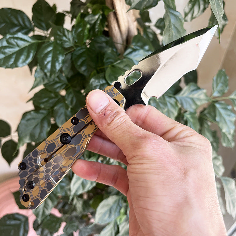 MASALONG D2 Steel Snake Pattern Folding Knife - Titanium EDC Utility