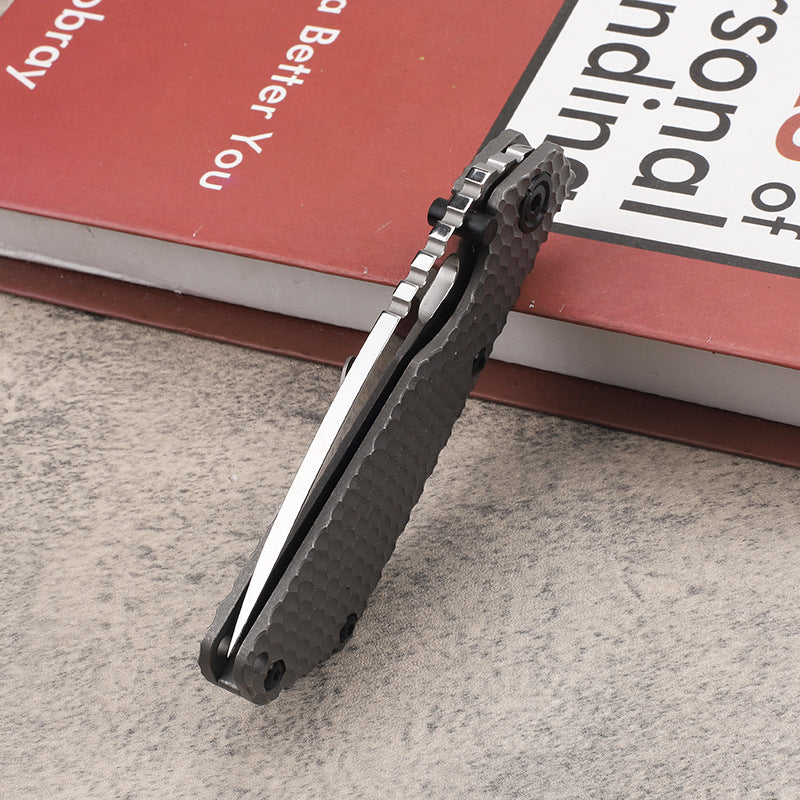 MASALONG D2 Steel Folding EDC Utility Knife - Titanium Handle Outdoor Tool Kni-fd-019