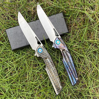 MASALONG D2 Steel Folding Utility Knife - Titanium Handle EDC Blade KNI-FD-009