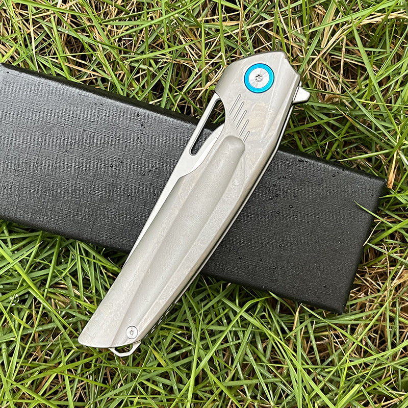 MASALONG D2 Steel Bearing EDC Folding Knife - Titanium Handle Outdoor Utility KNI-FD-010
