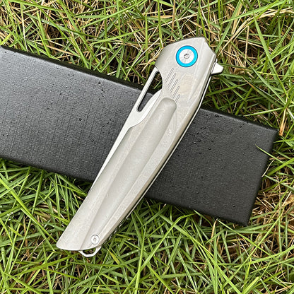 MASALONG D2 Steel Bearing EDC Folding Knife - Titanium Handle Outdoor Utility KNI-FD-010