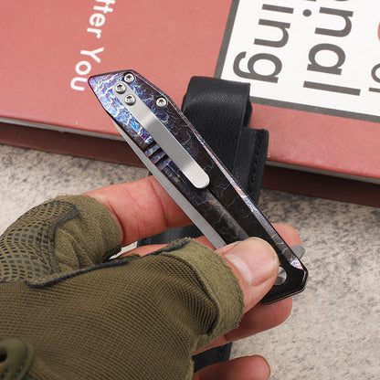 MASALONG D2 Blade Titanium Handle Mini Folding Knife - EDC Utility Tool