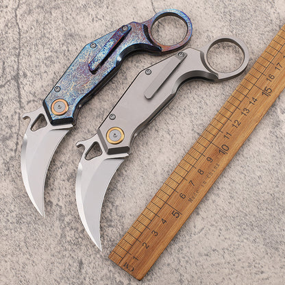 MASALONG 14C28N Steel Folding Karambit EDC Utility Knife -TC4 Titanium Handle KNI-FD-022