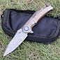 MASALONG RWL34 Damascus Folding Knife - Titanium Handle EDC Utility KNI-FD-029
