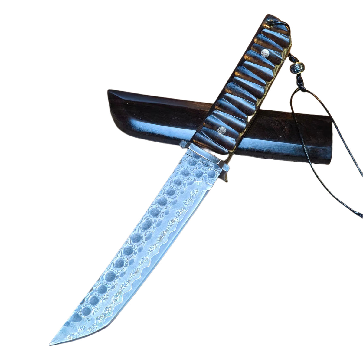 MASALONG Japanese Style Damascus VG10 Fixed Blade Knife - Full Tang Outdoor Utility