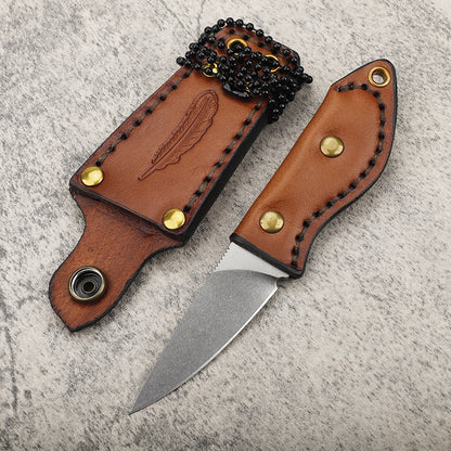 MASALONG DC53 Steel Full Tang Outdoor Utility Knife - Leather Handle EDC KNI-FD-037