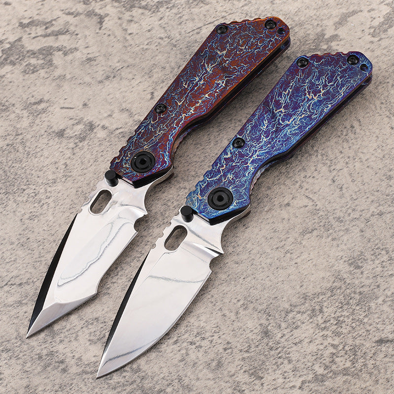 MASALONG 210mm Folding Pocket Knife - Outdoor Camping EDC Utility Tool TC4 Titanium Alloy Handle