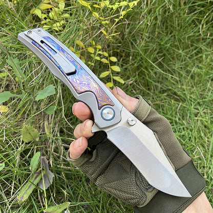 MASALONG VG10 Steel Folding Knife - TC4 Titanium Timascus/Zirconium EDC