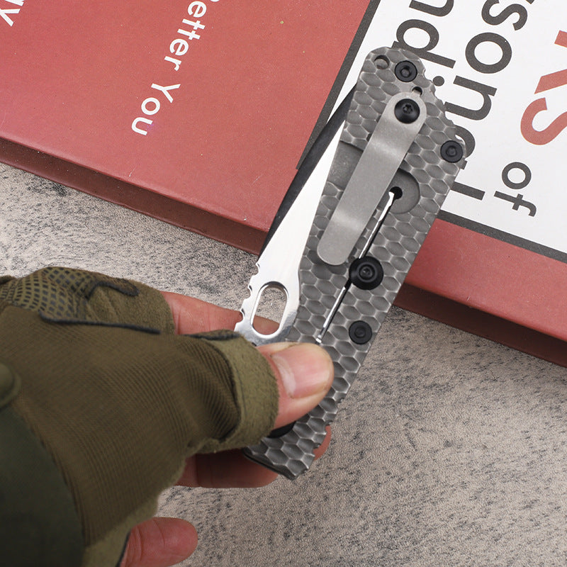 MASALONG D2 Steel Folding EDC Utility Knife - Titanium Handle Outdoor Tool Kni-fd-019