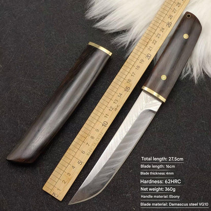 MASALONG VG10 Damascus Fixed Blade Outdoor Utility Knife - Pockwood Handle