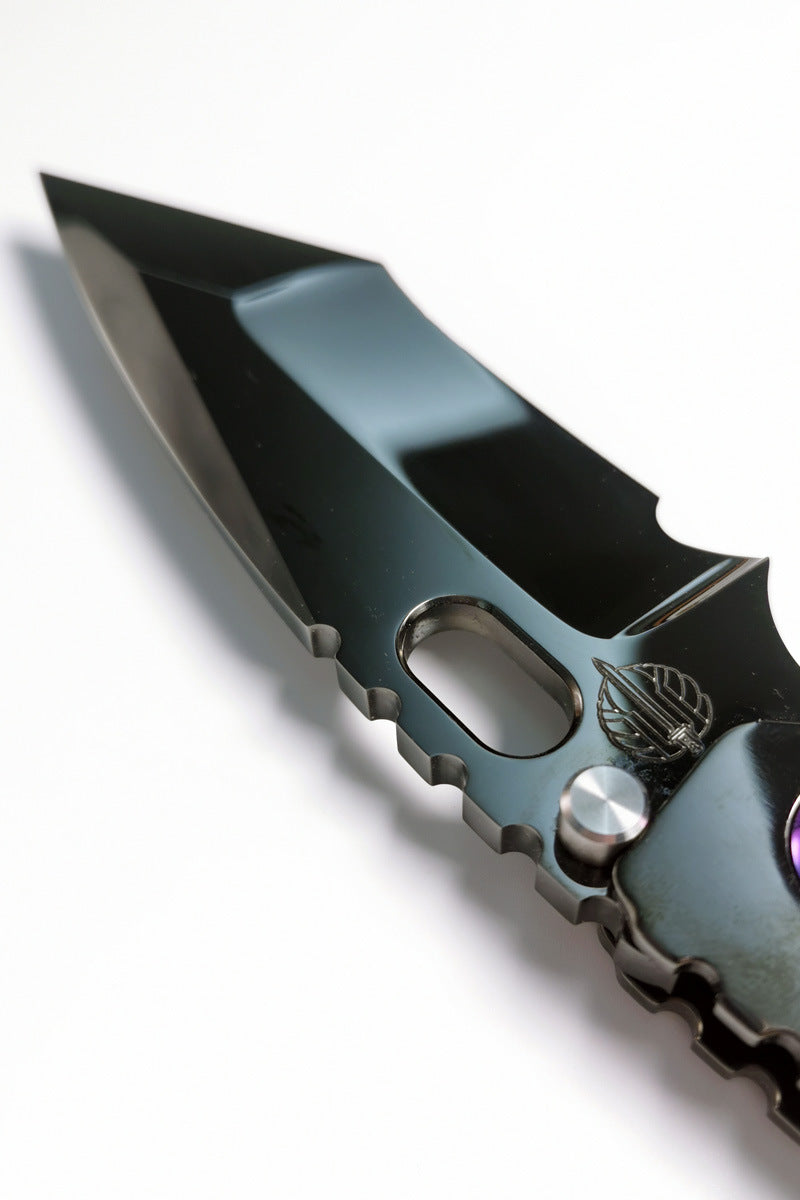 Masalong MH382-DLC Tank Titanium Alloy Folding Knife High Hardness Camping Survival Portable Multi purpose Full Mirror