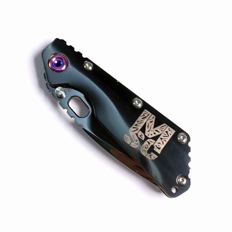 Masalong MH382-DLC Tank Titanium Alloy Folding Knife High Hardness Camping Survival Portable Multi purpose Full Mirror